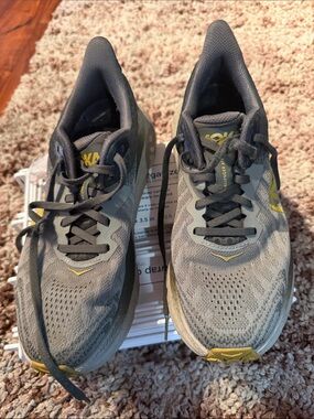 Hoka One One Men's Gray and Yellow Running Shoes